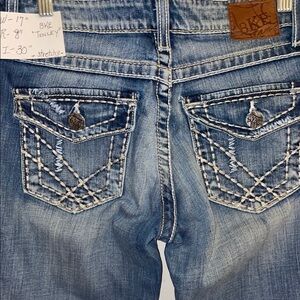 BKE Blue Denim Jeans with Embroidered Pockets